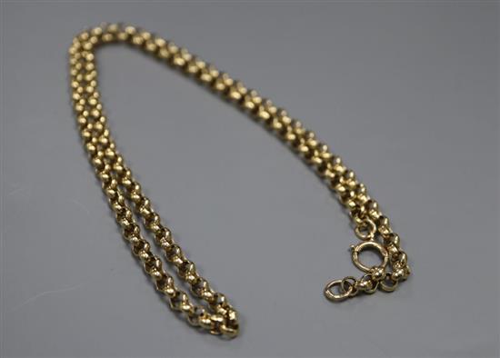 A 9ct gold belcher link neck chain, 22.5g